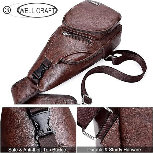 Sac bandoulière unisexe marron 1
