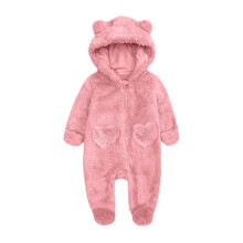 Baby jumpsuit fleece romper with hood red 9-12 months