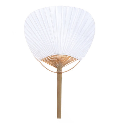 Handheld paper fan for DIY crafts bamboo handle foldable