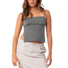 Women's halter tank top double lined backless crop camisole