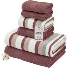 Pax 6-Piece Reversible Jacquard Towel Set Rosewood