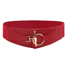 Women's Elegant Light Luxury Wide Elastic Waist Belt Red