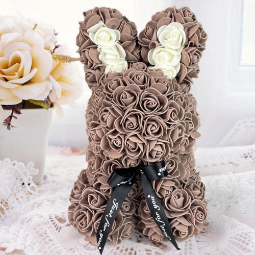 Rose Bunny Plush Toy Romantic Cuddle Foam Gift 1