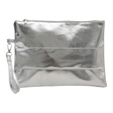 Women's metallic wristlet envelope clutch bag PU leather