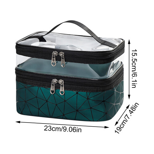 Make-up reisetui met luipaardprint, middelgroot, dubbellaags, blauw 1