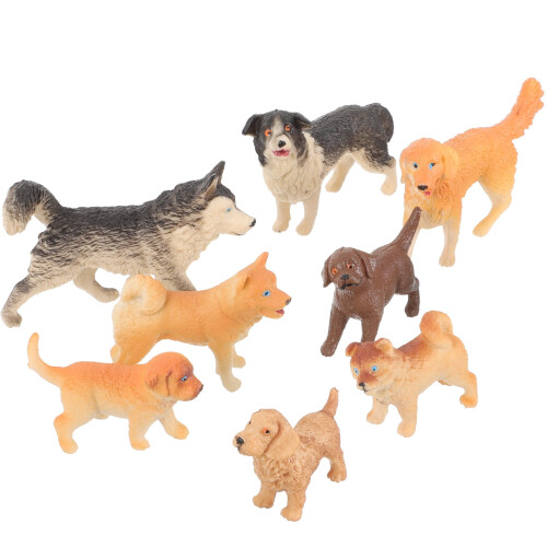 Mini Dog Figures Plastic Set 8 Pieces