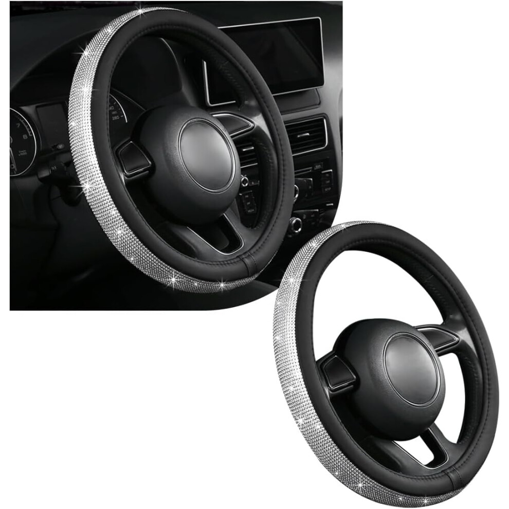 Rhinestone Steering Wheel Cover 15 Inch White 962029909620
