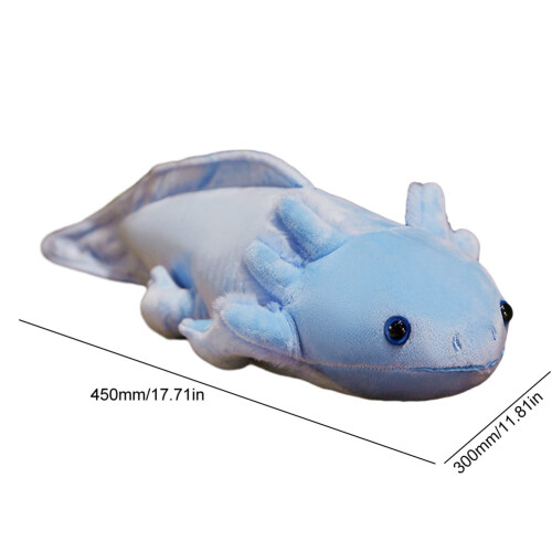 Almofada de pelúcia Axolotl azul, 45 cm (17,8 polegadas), macia e decorativa para casa. 1
