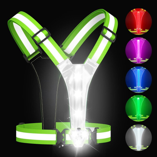 LED Reflective Vest with 500LM Chest Light Rechargeable