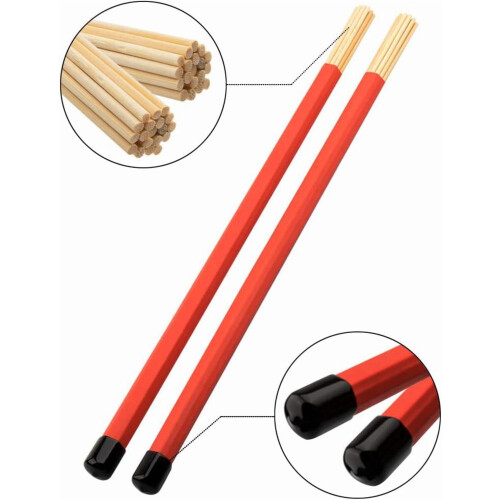Maple Wood Drum Sticks Set with Brushes and Rods 1 Pair 2