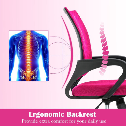 Ergonomic Office Chair Pink Adjustable Height with Armrests 1