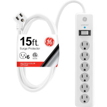 Surge Protector White 6 Outlet 15ft Cord 800J