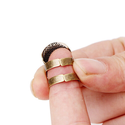 Brass thimble dark brown adjustable finger protector 1 piece 1
