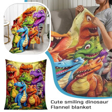 Dinosaur Flannel Blanket, Multicolor Print, Soft Lightweight Throw (30x40"), Compatible with Kids' Room, Couch, Bed & Travel