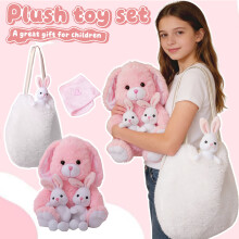 Pink Bunny Plush Bag with Mini Bunny Dolls Set