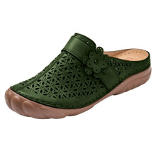 Women's Mules Slip-On Summer Sandals Green Closed-Toe Wedge
