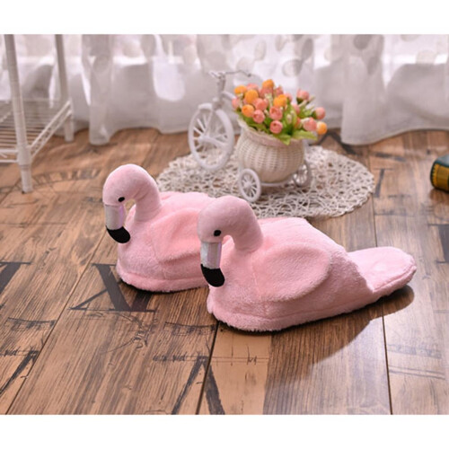 Flamingo-Plüschpantoffeln, rosa, Größe 3 1