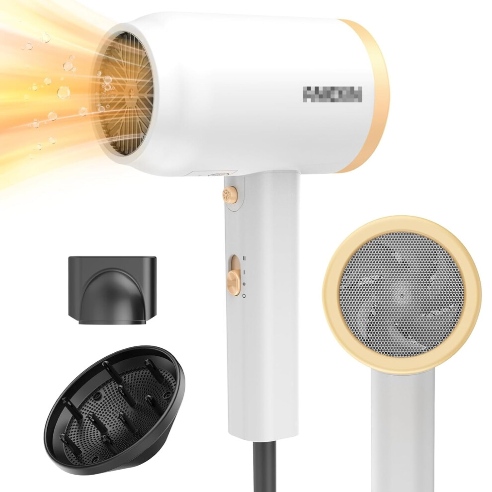 Lightweight Blow Dryer 1875W with Diffuser and Nozzle White