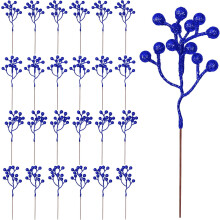 Artificial Blue Berry Stems 7 inch 24 pcs