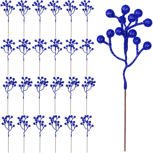 Artificial Blue Berry Stems 7 inch 24 pcs