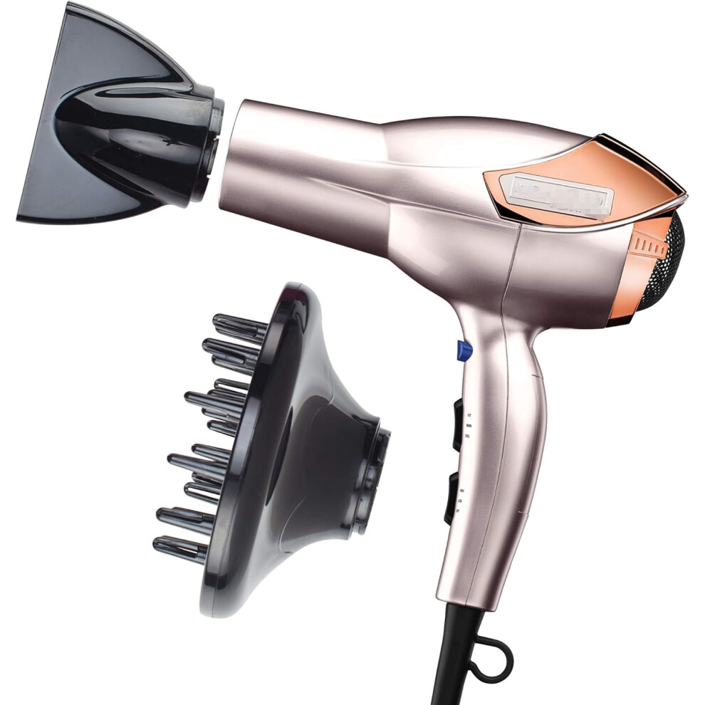 Hair Dryer Salon-Grade AC Motor with Diffuser and Nozzle