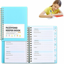 Mini Spiral Password Keeper Book (5.7"x4.3"), Alphabetical Tabs, Internet & Password Organizer – Blue