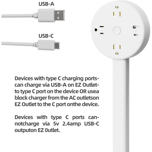 Retractable Power Strip with USB-C USB-A and 3 Outlets 2