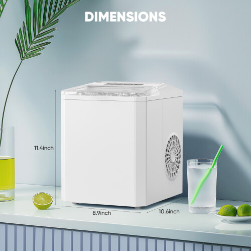 Countertop Ice Maker White 26 lbs/24h 9 cubes/6 min 1