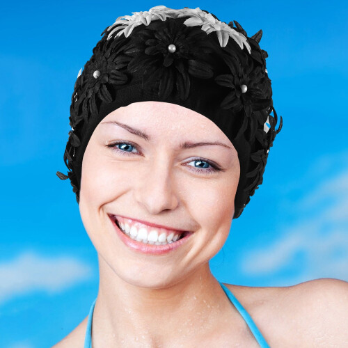 Women's Embroidered Swim Cap Multi-Fabric 1 Set