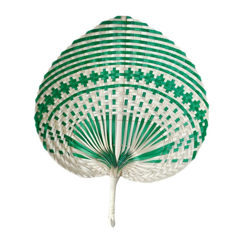 Bamboo Hand Fan Heart Shaped Woven Leaf 1 Piece