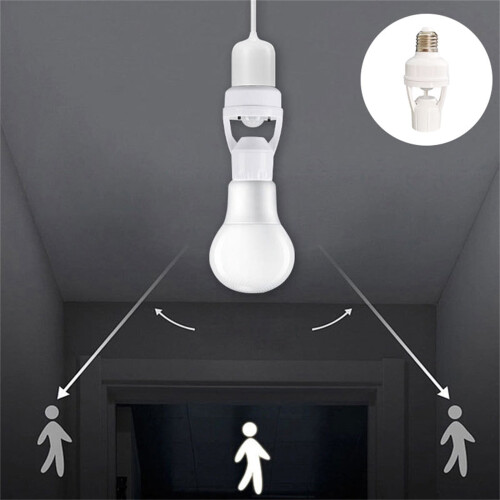 Luminária com sensor de movimento E27 e cabeça com sensor infravermelho.