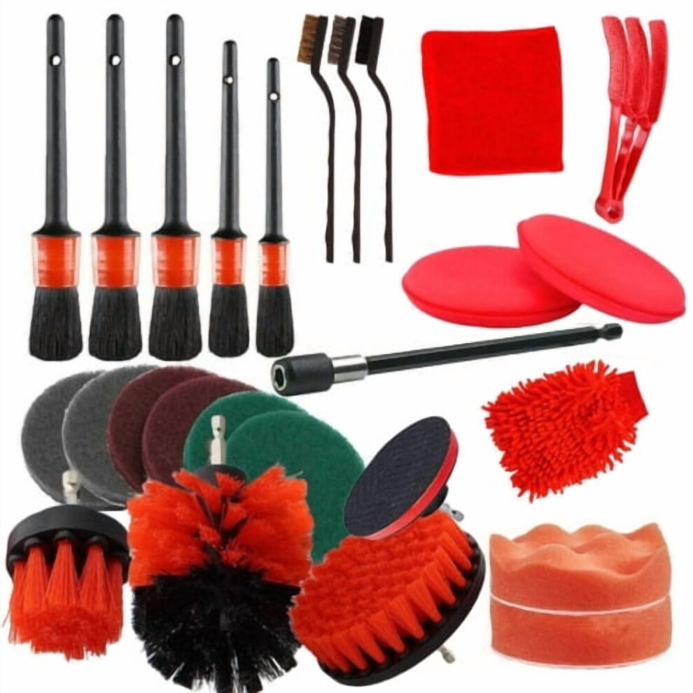 Car Cleaning Brush Set With Drill Attachments 26Pc 900223707253