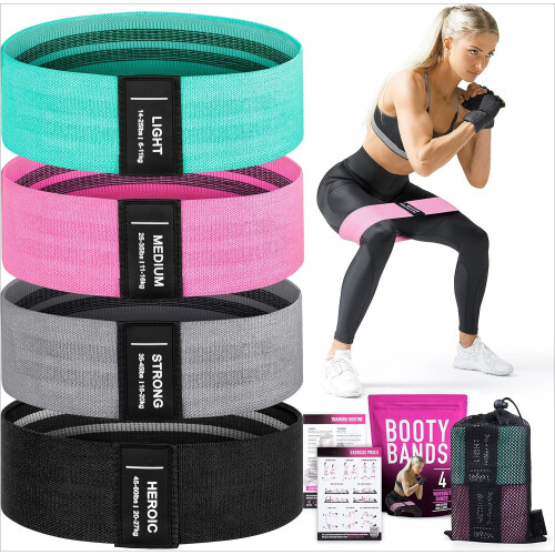 Fabric Resistance Bands for Glutes and Thighs 4-Pack