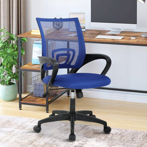 Ergonomic Office Chair Blue Adjustable Height with Armrests 1