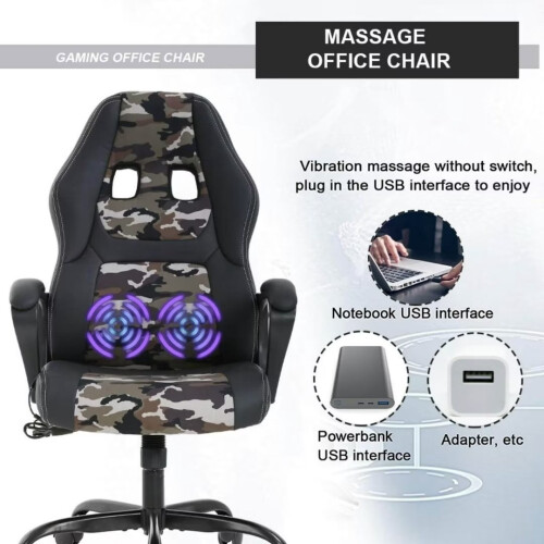 PC Gaming Chair with Massage and Lumbar Support, 1