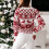 Suéter feminino de Natal com decote redondo e estampa de alce e floco de neve, branco. 6