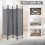 Fabric Room Divider Grey Folding 4-Panel Freestanding 3