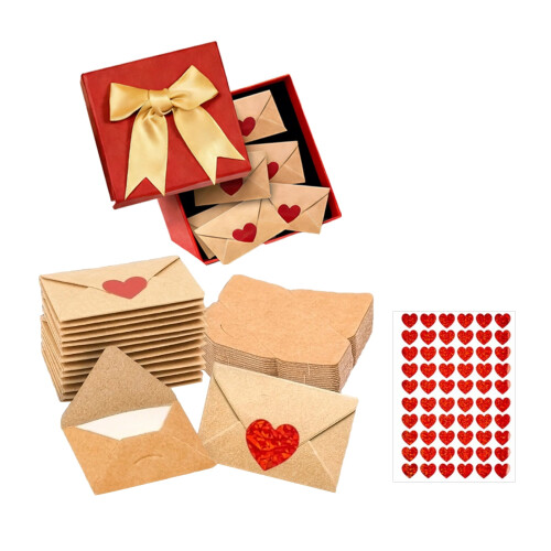 Lot de 30 mini-mots d'amour et enveloppes