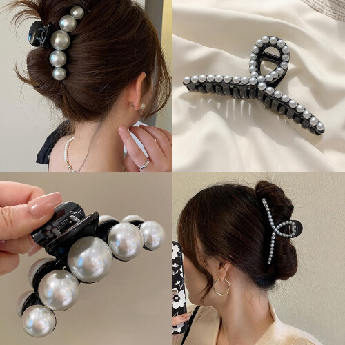 Parelhaarclips voor dames, 4 stuks 2