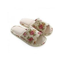 Cotton Linen Open Toe Slippers Anti-slip Indoor Shoes
