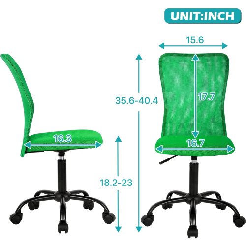 Executive armless office chair with lumbar support, green 2