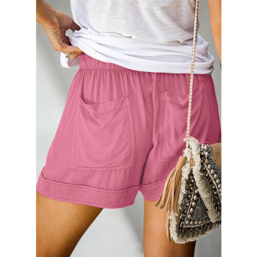 Damebermudashorts Vintage Solid Boho Løs Pasform med 2
