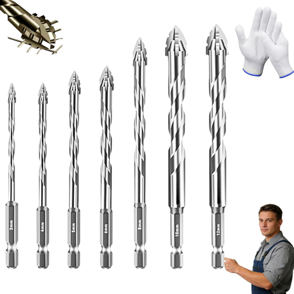 Eccentric Drill Bit Set 4-Piece Hex Shank For Tile Concrete 900223241672
