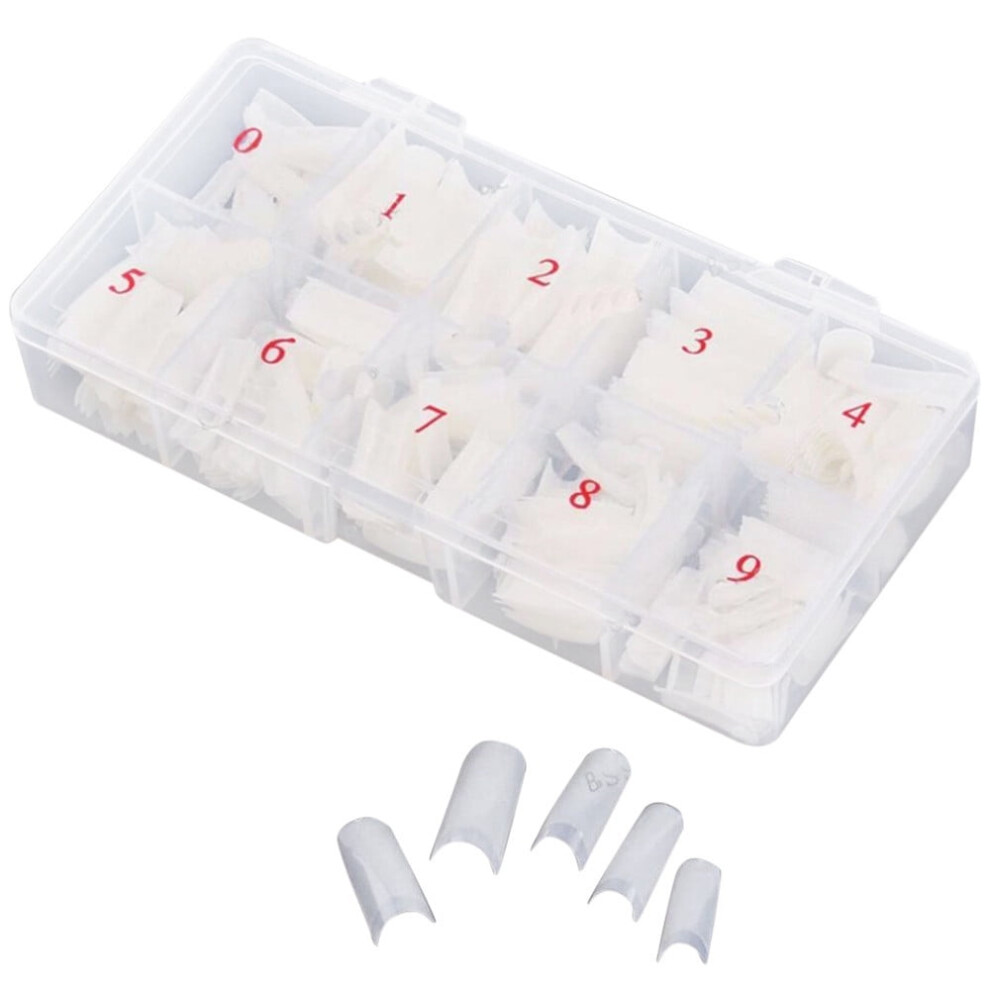 Full Cover False Nail Tips Natural 500 pcs 10 sizes