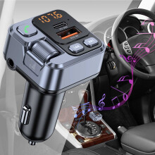 Car Bluetooth FM Transmitter with USB and Type-C Ports 30W