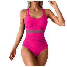 Women's vintage padded push-up one-piece swimsuit with