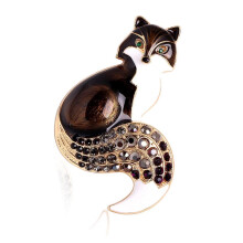 Enamel Foxes Brooch Rhinestones Animal Pin Jewelry for Jackets and Backpacks