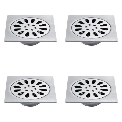 Stainless Steel Floor Drain 4 Inch Square 4PCS