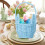 Panier de Pâques en corde de papier tressée bleue 6