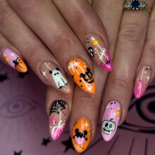 Faux ongles Halloween, couleur amande moyenne, 24 pièces